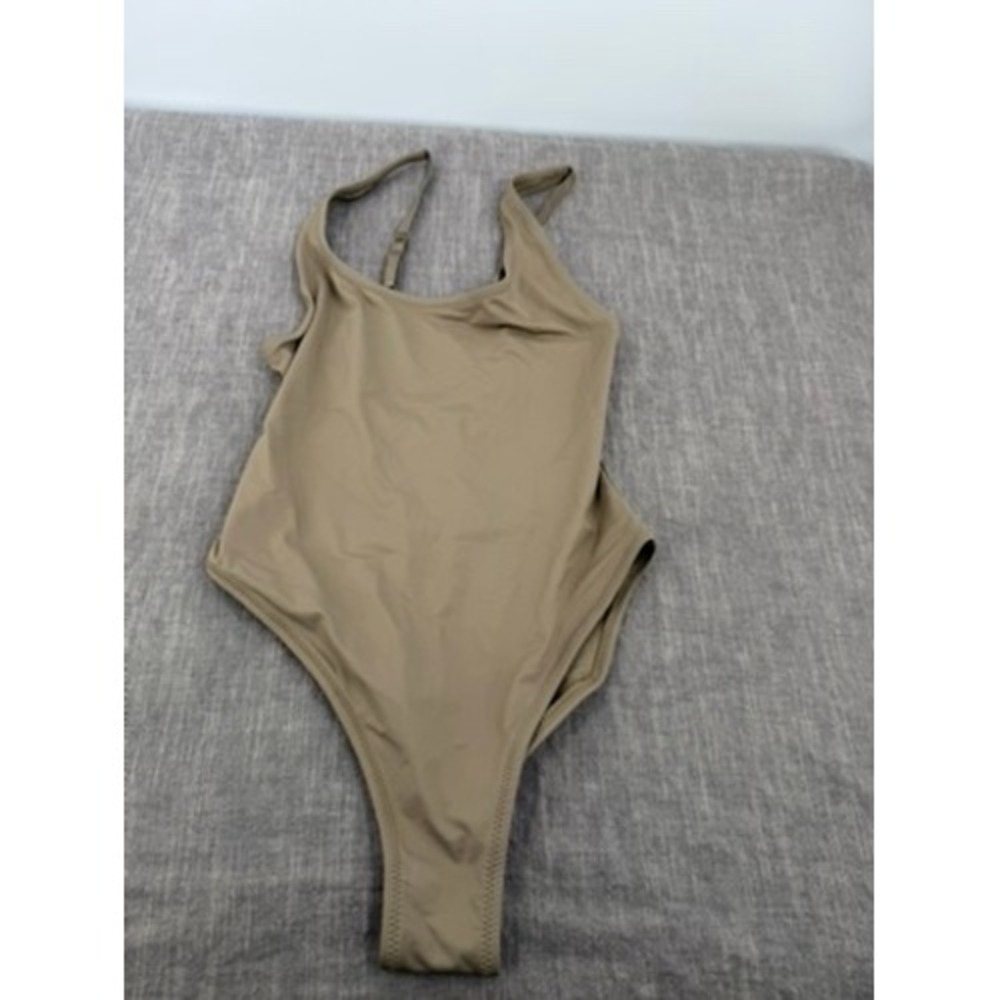Skims Recycled Swim Scoop Neck One Piece Swimsuit Desert Tan Size S Small NWT